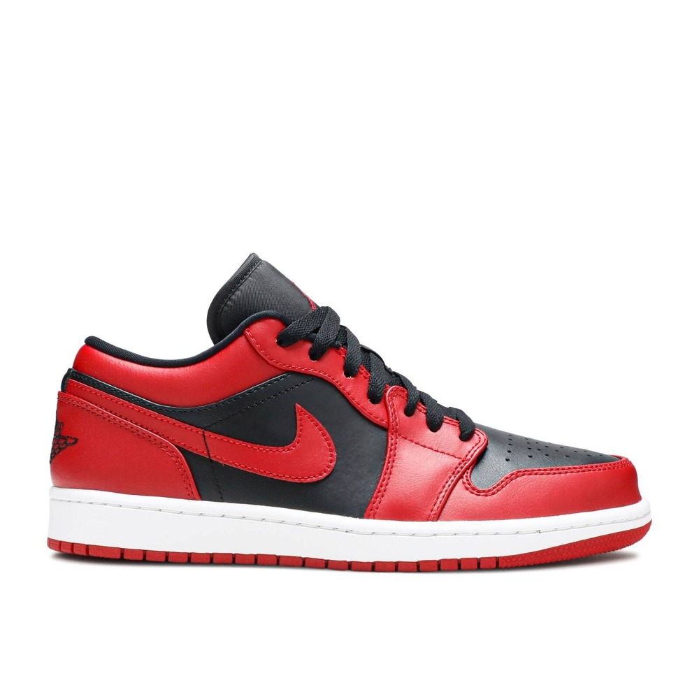 Nike Air Jordan 1 Low "Reverse Bred" Black and Red 553560-606 size 5.5y women 7